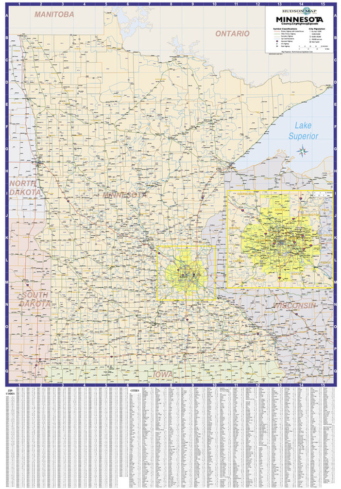 Minnesota Zip Code Map Hudson Map Company